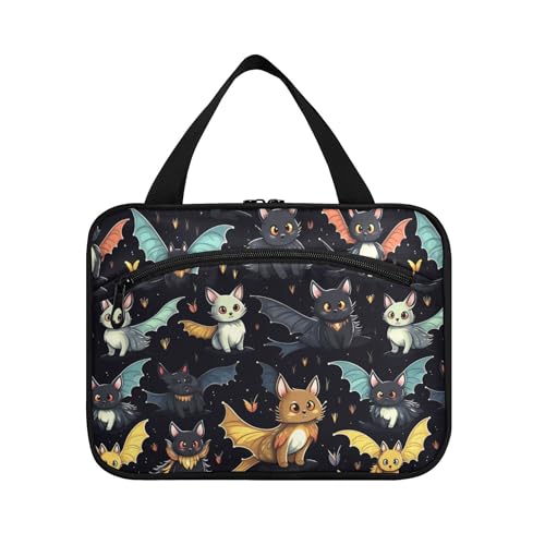 MNSRUU Hanging Toiletry Bags for Women Travel, Gothic Skull Cat Bat Toiletry Organizer Portable Travel Clear Wash Makeup Cosmetic Bag - color: Skull I 4212