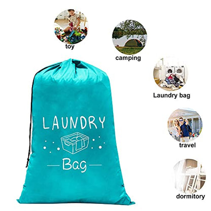 Sylfairy 2 Pack Extra Large Travel Laundry Bag, Dirty Clothes Organizer with Drawstring,Heavy Duty Travel Laundry Bags,Easy Fit a Laundry Hamper Travel Essentials - color: Grey+Blue