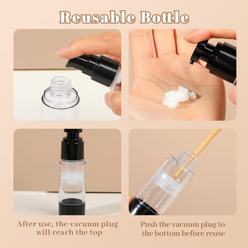 1oz 30ml Airless Pump Bottles, Refillable Leak Proof Travel Pump Bottle Toiletry Cosmetic Skincare Containers for Lotion Toner Gel Foundation (3 Pieces) - color: Black