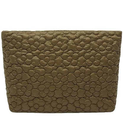 Puffy Quilted Makeup Bag, Cosmetic Bag, Travel Toiletry Organizer Pouch, Clutch for Wom (Brown Flower) - color: Brown Flower