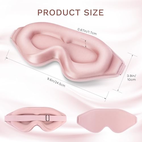 FlyCoco 99% Fully Block Out Light Eye Sleep Mask, 3D Deep Contoured Eyes Cover Zero Pressure, Long Lash Extension Eyes Mask with Adjustable Straps for Sleeping Travel Home Nap Rest Women Men (Pink) - color: Classic Pink