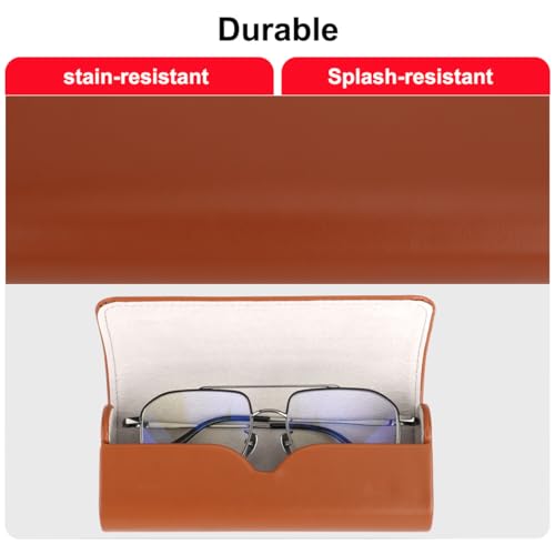 RayLove Hard Shell Glasses Case, Lightweight Leather Eyeglass Case, Travel-Friendly Sunglasses Protector for Men & Women - color: Brown