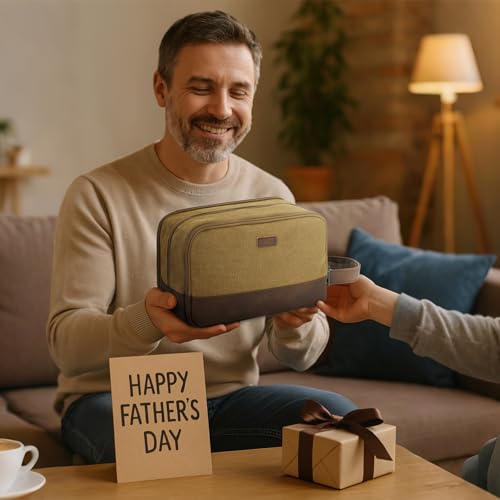 WANDF Travel Toiletry Bag for Men Large Toiletries Shaving Bag Water Resistant Hanging Dopp Kit Travel Accessories Bag for Women Men (Khaki) - color: Khaki