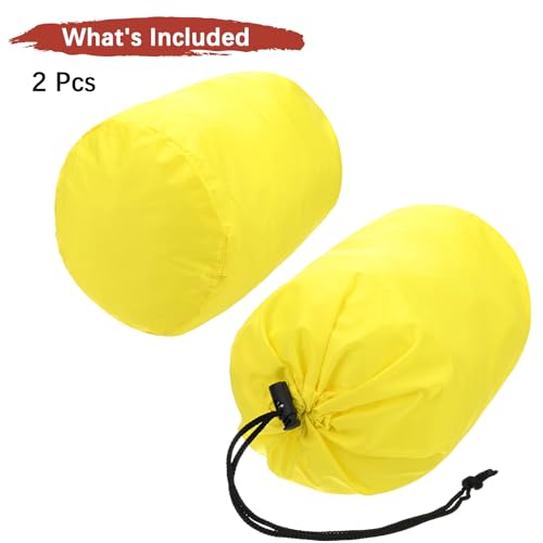 Stuff Sack [2PCS] - Waterproof Outdoor Storage Sacks Use for Backpacking & Traveling & Hiking - [Yellow-5 x 10 in/ 13 x 25 CM] Ultralight Drawstring Bags - color: Yellow