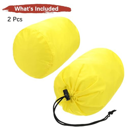 Stuff Sack [2PCS] - Waterproof Outdoor Storage Sacks Use for Backpacking & Traveling & Hiking - [Yellow-5 x 10 in/ 13 x 25 CM] Ultralight Drawstring Bags - color: Yellow