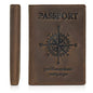 Polare Luxury RFID Blocking Leather Passport Holder Travel Wallet For Men and Women (Dark Brown Compass) - color: V Dark Brown Compass