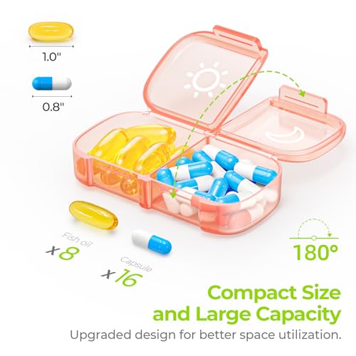 AUVON XL Weekly Pill Organizer 2 Times a Day, Pill Box 7 Day with One-Side Large Openings for Easy to Use, Watermelon Red AM PM Pill Case for Medication, Vitamins, Fish Oils, Supplements - color: Watermelon Red