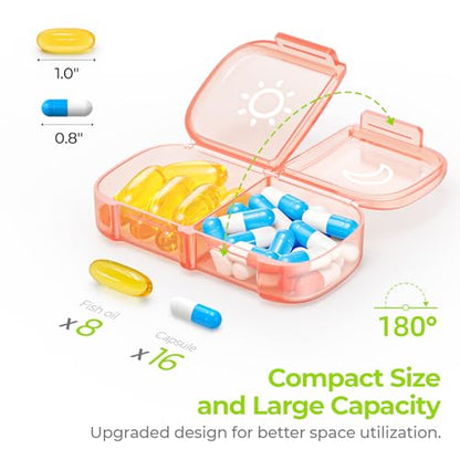 AUVON XL Weekly Pill Organizer 2 Times a Day, Pill Box 7 Day with One-Side Large Openings for Easy to Use, Watermelon Red AM PM Pill Case for Medication, Vitamins, Fish Oils, Supplements - color: Watermelon Red