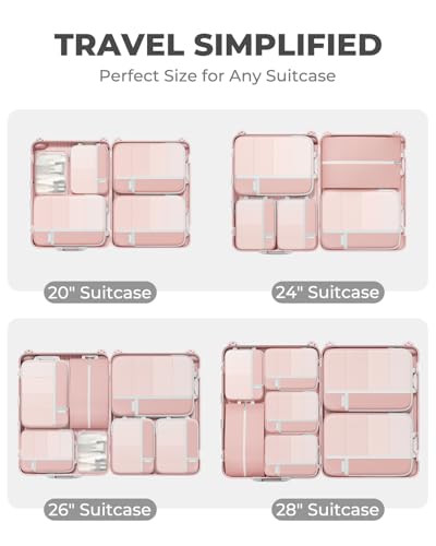 Percover Compression Packing Cubes for Travel, 6-Piece Structured Compression Organizer Set for Organized Packing & Carry-On Luggage, Pink - color: Pink, size: 6 Set