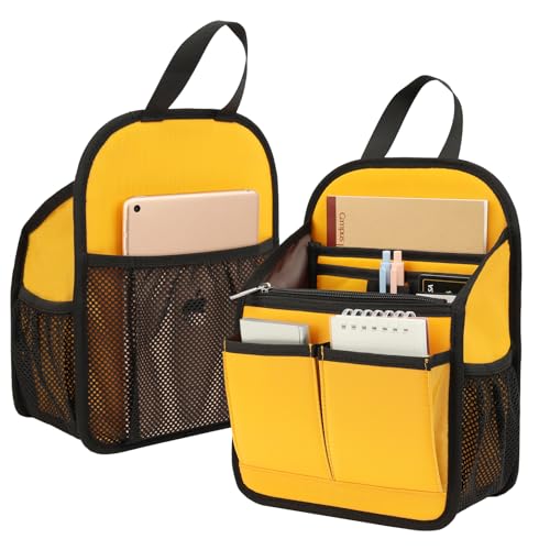 Mini Premium Rugged Backpack Purse Organizer Insert for Women Fashion Small Backpack-19 Pockets,Padded Water-repellent Nylon-Yellow - color: Yellow, size: Small