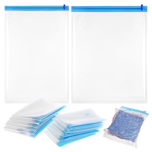 12 Pcs Travel Compression Vacuum Storage Bags Roll-up Seal Space Saver Bags for Clothing Luggage Portable Hand Roll Compression Packing Organizer