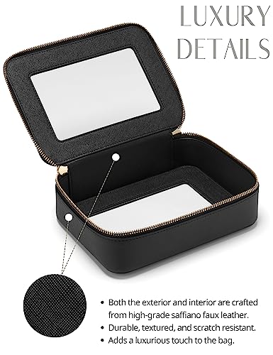 Popvibe Clear Makeup Bag Travel Cosmetic Case Transparent Toiletry Bag with Zipper, Portable Make Up Organizer Traveling Compact Car Bag for Essentials - color: Black, style: Dual Elegance
