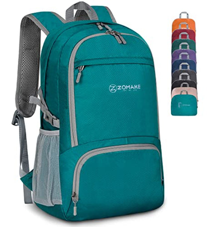 ZOMAKE Lightweight Packable Backpack 30L, Foldable Hiking Backpacks Water Resistant Compact Folding Daypack for Travel(Lake Green) - color: Lake Green