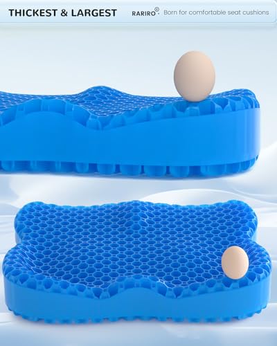 Enlarged 19.7" Gel Seat Cushion, Egg Gel Chair Pads for Wheelchair Pressure Coccyx Sciatica Pain Relief, Cooling Desk Seat Cushion for Kayak, Car, Office Chair Long Sitting[Blue] - color: Blue, size: 19.7*16.1*3.5in