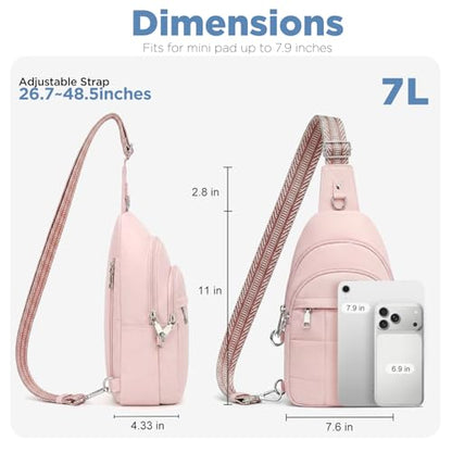 Anti Theft Sling Bag for Men & Women, Lightweight Puffer RFID Crossbody Bag for Travel, Commuting & City Walking, Hands-Free Everyday Essentials Bag Pink - color: Pink