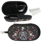 Double Eyeglasses Case, Hard Shell Dual Sunglasses Organizer with Zipper Clip Travel Glasses Storage for Women Men - color: Black Skull