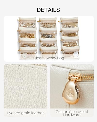 VLANDO Jewelry Travel Case,Gift for Women,Travel Jewelry Organizer with Clear Velvet Jewelry Bags Zipper Pouch for Women Girl Gift-12Pcs White - color: D.12PCS White