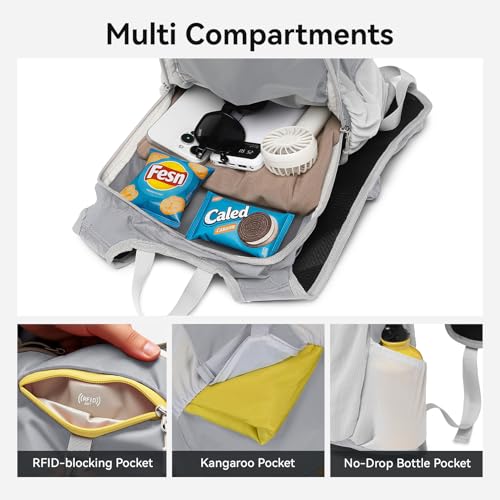 16L Small Hiking Backpack, CROSSGEAR Lightweight Waterproof Foldable Backpack, Travel Camping Outdoor Daypack for Women Men, Gray
