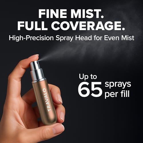 Travalo Classic HD Perfume Atomizer - Leak-Proof and TSA Approved for Air Travel - Reusable, Airtight, Easy-Fill Mini Pump Sprayer - Lightweight, Elegant Design w/Volume Window - Gold 0.17oz - color: Gold