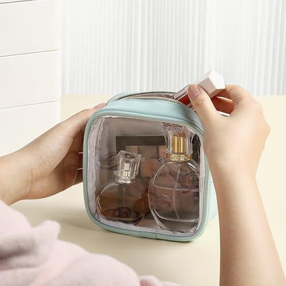Abbylike 3 Pcs Mini Clear Makeup Bag Cosmetic Bags Set Waterproof Transparent Toiletry Bag with Zipper for Women Girls, Gifts for Bridesmaid(Moonlight White,Lake Blue,Lake Green) - color: Moonlight White,Lake Blue,Lake Green
