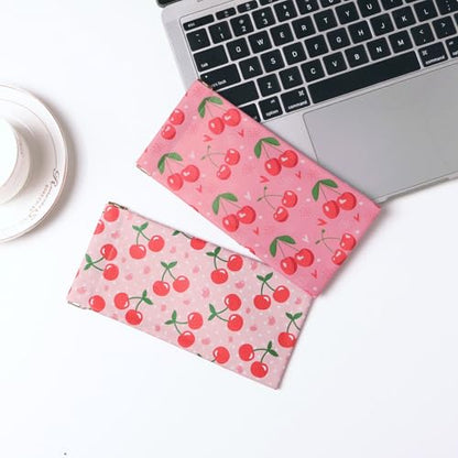 Glasses Case Soft, Eyeglass Cases for Women Portable Squeeze Top PU Leather 2 Pack Glasses Pouch with Cleaning Cloth - color: 2pcs Cherry
