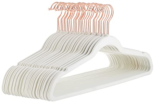 Amazon Basics Slim Velvet Non-Slip Space Saving Suit Clothes Hangers, Closet Organizer, Ivory/Rose Gold, 30-Pack - color: Ivory/Rose Gold, size: Pack of 30