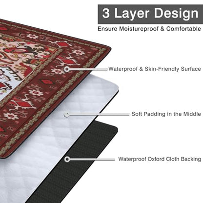 Supfitness Extra Large Picnic Blankets Waterproof Foldable (80"x 80") Beach Blanket Waterproof Sandproof,3-Layer Thicking Mat Outdoor Packable Camping Blanket - color: Boho-red, size: 80x80in