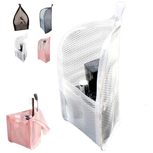 2Pack Standing Toiletry Bag, 2026 New Portable Lightweight Travel Toiletry Bag, EVA Mesh Travel Toothbrush Storage Bag, Foldable Clear Hanging Small Makeup Bag Cosmetic Organiser Storage (White) - color: White