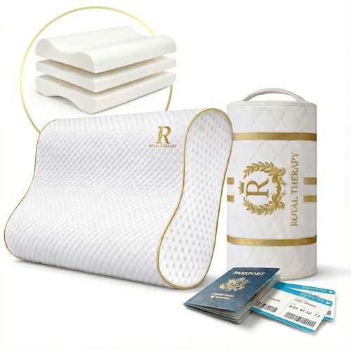 Royal Therapy Travel Memory Foam Cervical Pillow – Contour Pillow for Neck and Shoulder Pain - size: Travel 18 x 12 x 5"