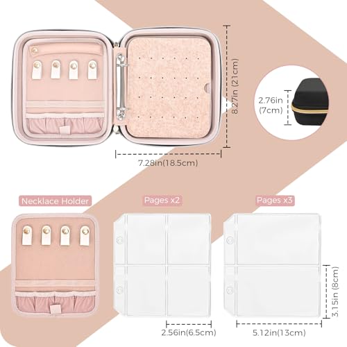 ProCase Medium Travel Jewelry Organizer Case, Jewellery Home Storage Book Ring Binder with Clear Pockets for Presentation, Zippered Pouch Bag for Earrings Necklaces Bracelets -Black - color: Black, size: Medium, Loose-leaf