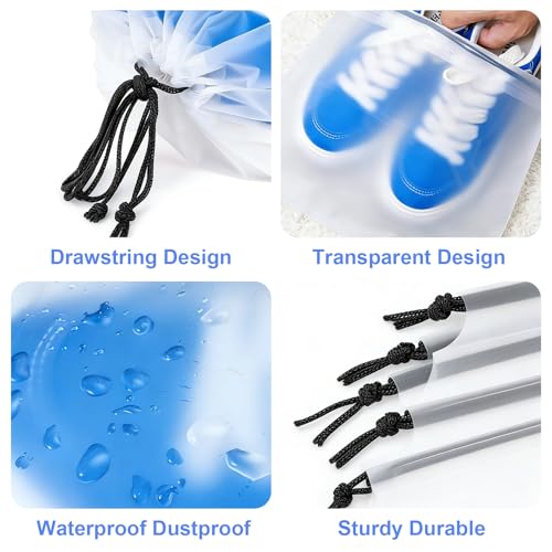 Shoe Bags For Travel Cruise Essentials Vacation Essentials Waterproof Dustproof Clear For Men Women 3 Sizes 18 Pack