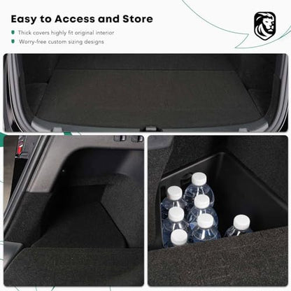 YHTAUTO Trunk Organizer Fit for Tesla Model Y 2020 2021 5-Seater Rear Trunk Storage Bins Side Box with Lids Flocking Waterproof Storage Box, Model Y Accessories 2 Pcs