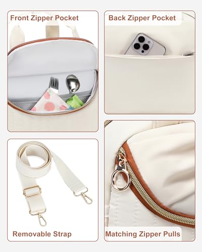 Bluboon Lunch Box for Women, Large Insulated Lunch Bag with Shoulder Strap, Adult Lunch Tote Teacher Nurse, Bow Lunch Cooler Gifts for Work Picnic Travel, Black (Biege) - color: Beige