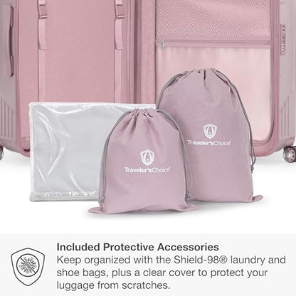 Traveler's Choice Ultimax II Polycarbonate Hardside Luggage with Spinner Wheels, Pink, 29-Inch Large Luggage - color: Pink, size: 29-Inch Large Luggage