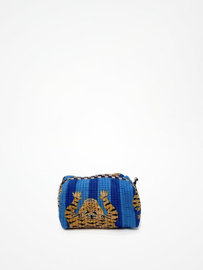 YILLE Set of 3 Pieces Block Printed Travel Organizer Kit Storage Bag for Women Makeup Bag Travel Cosmetic Bag (Blue Fat Tiger) - color: Blue Fat Tiger