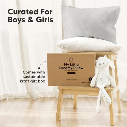 KeaBabies Organic Toddler Pillow with Pillowcase, Jumbo 14X20 - Soft Cotton Toddler Pillows for Sleeping - Machine Washable - Perfect for Travel, Toddler Bed Set (French Gray) - color: French Gray