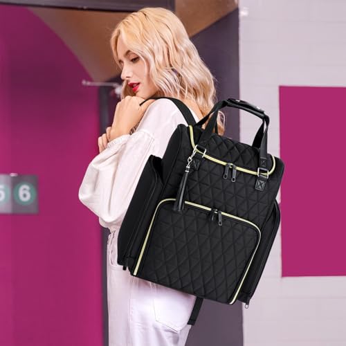 Nail Bag Organizer Case Backpack, Nail Bag Holds 80 Bottles (15ml-0.5 fl.oz) and Nail Lamp, Nail Polish Case with 2 nail polish Bag, Portable Travel Backpack for Nail Tech Supplies Manicure Tools - color: Black