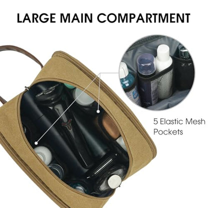 WANDF Travel Toiletry Bag for Men Large Toiletries Shaving Bag Water Resistant Hanging Dopp Kit Travel Accessories Bag for Women Men (Khaki) - color: Khaki