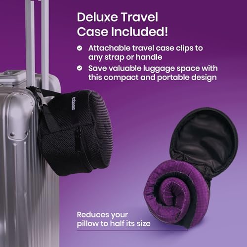 Cabeau Evolution Cool Long Haul Flight Cooling Travel Neck Pillow with Supportive Memory Foam, Airflow Vents, Compact Carrying Case, Purple - color: Purple