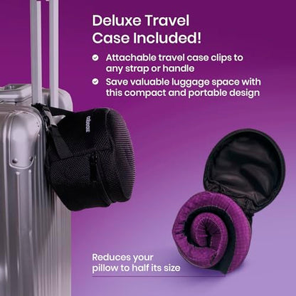 Cabeau Evolution Cool Long Haul Flight Cooling Travel Neck Pillow with Supportive Memory Foam, Airflow Vents, Compact Carrying Case, Purple - color: Purple