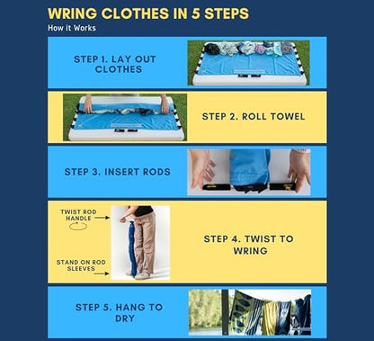 Ultra-Light Clothes Wringer – Manual Water Remover for Hand Washed Clothes, Speeds Up Air Drying for Camping, Caravan & Off-Grid Travel