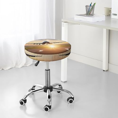 Round Bar Stool Covers 14 Inch, Airplane, 3-Layer Velvet Circular Seat Cushion Covers, Washable Non-Slip Chair Pads for Round Stools, Suitable for Thick Within 2.76 Inch - size: 14 inch