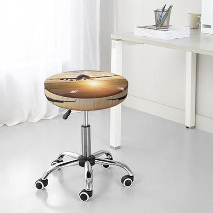 Round Bar Stool Covers 12 Inch, Airplane, 3-Layer Velvet Circular Seat Cushion Covers, Washable Non-Slip Chair Pads for Round Stools, Suitable for Thick Within 2.76 Inch - size: 12 inch