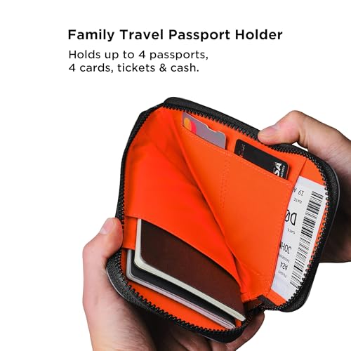 ALPAKA Zip Travel Wallet Grey Axoflux 210D - RFID Passport Holder, Self Locking Zipper Travel Wallet Tear Resistant Material, 4 Pockets and 2 Card Slots - HUB Accessories Compatible - color: Grey