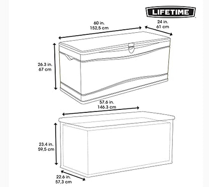 LIFETIME 60012 Extra Large Deck Box, 130 Gallon, Desert Sand/Brown - color: Desert Sand/Brown, size: 130 Gallon