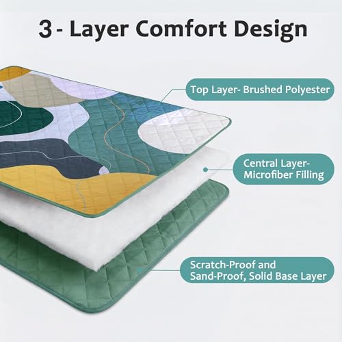 Exclusivo Mezcla Extra Large Waterproof Picnic Blankets 3 Layer, Sandproof and Foldable Outdoor Blanket for Beach Camping, Park and Travel - color: Abstract Green