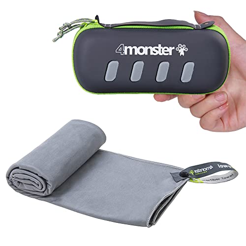 4Monster Camping Towel Super Absorbent-Quick Dry Microfiber Towel Ultra Compact & Soft-Travel Towel Lightweight for Backpacking,Hiking,Gym,Beach,Swimming,Yoga - color: Grey, size: 31.50" x 15.70"