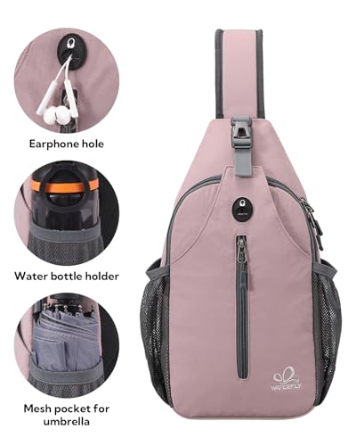 WATERFLY Crossbody Sling Backpack Sling Bag Travel Hiking Chest Bag Daypack (Pink) - color: Pink