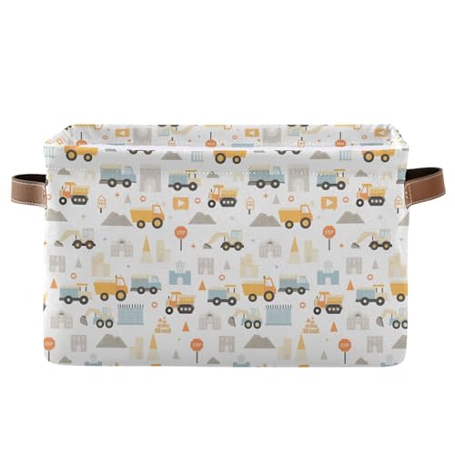 Wamika Excavator Truck Storage Basket Fabric Kitchen Baskets Cars Boys Open Home Storage Bins Boxes Foldable Organizer Bag for Baby Cloth Book Shelf Closet Baskets 16×12×8 Inches - color: Toy Truck, size: 1 Pack