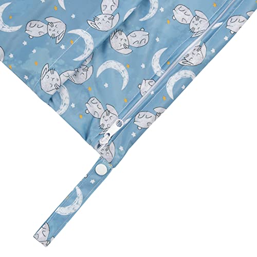 babygoal Wet Dry Bags for Baby Cloth Diapers, Washable Travel Bags, Beach, Pool, Gym Bag for Swimsuits & Wet Clothes with Two Zippered Pockets 3 Pack, 3LN28 - color: Fish and seagull